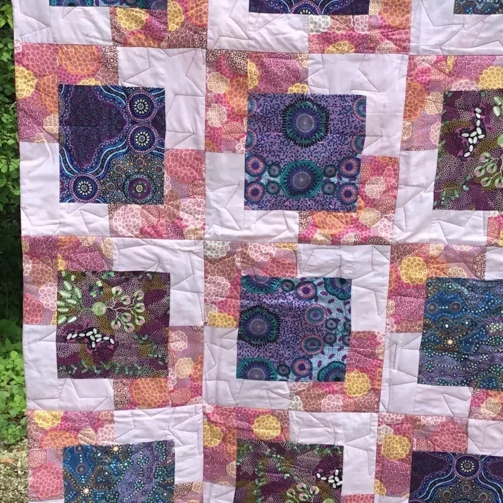 NWT Hand Crafted Purples & Pinks Quilt